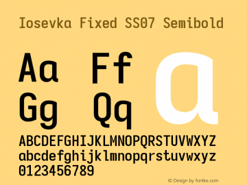 Iosevka Fixed SS07 Semibold Version 5.0.8 Font Sample