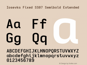 Iosevka Fixed SS07 Semibold Extended Version 5.0.8 Font Sample