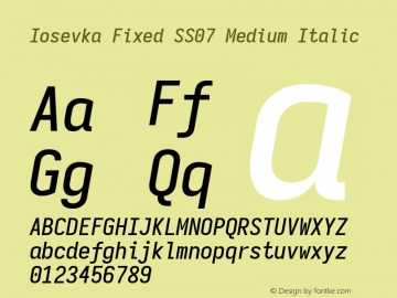 Iosevka Fixed SS07 Medium Italic Version 5.0.8 Font Sample