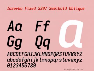 Iosevka Fixed SS07 Semibold Oblique Version 5.0.8 Font Sample