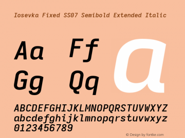 Iosevka Fixed SS07 Semibold Extended Italic Version 5.0.8 Font Sample