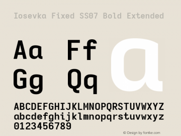 Iosevka Fixed SS07 Bold Extended Version 5.0.8 Font Sample