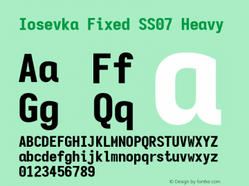 Iosevka Fixed SS07 Heavy Version 5.0.8 Font Sample