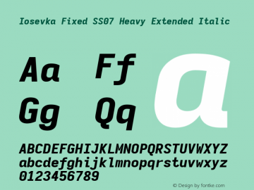 Iosevka Fixed SS07 Heavy Extended Italic Version 5.0.8 Font Sample