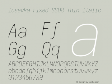 Iosevka Fixed SS08 Thin Italic Version 5.0.8图片样张