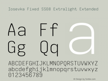 Iosevka Fixed SS08 Extralight Extended Version 5.0.8图片样张