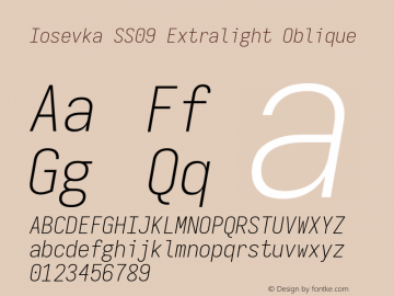 Iosevka SS09 Extralight Oblique Version 5.0.8 Font Sample