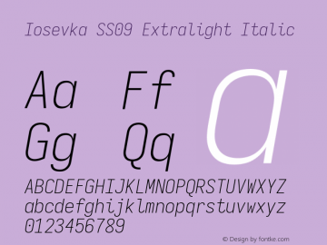 Iosevka SS09 Extralight Italic Version 5.0.8 Font Sample
