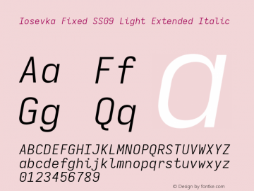 Iosevka Fixed SS09 Light Extended Italic Version 5.0.8图片样张