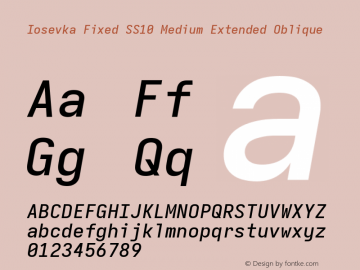 Iosevka Fixed SS10 Medium Extended Oblique Version 5.0.8 Font Sample