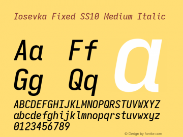 Iosevka Fixed SS10 Medium Italic Version 5.0.8 Font Sample