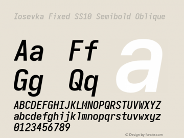 Iosevka Fixed SS10 Semibold Oblique Version 5.0.8 Font Sample
