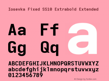 Iosevka Fixed SS10 Extrabold Extended Version 5.0.8 Font Sample
