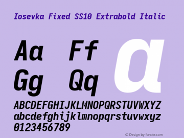 Iosevka Fixed SS10 Extrabold Italic Version 5.0.8 Font Sample
