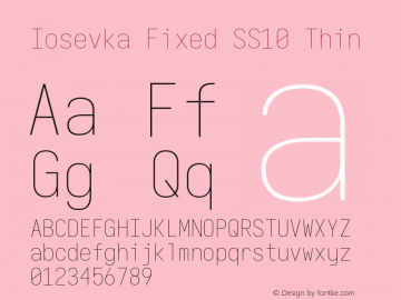 Iosevka Fixed SS10 Thin Version 5.0.8 Font Sample