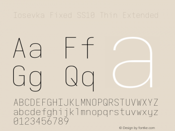 Iosevka Fixed SS10 Thin Extended Version 5.0.8 Font Sample