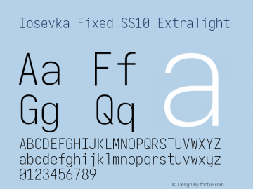 Iosevka Fixed SS10 Extralight Version 5.0.8 Font Sample