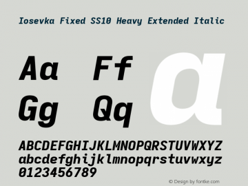 Iosevka Fixed SS10 Heavy Extended Italic Version 5.0.8 Font Sample