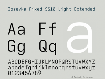 Iosevka Fixed SS10 Light Extended Version 5.0.8 Font Sample