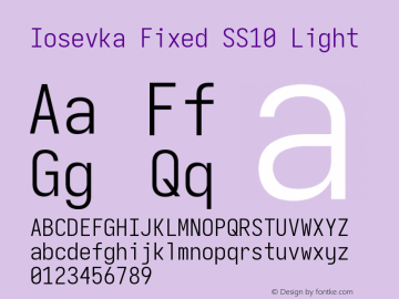 Iosevka Fixed SS10 Light Version 5.0.8 Font Sample