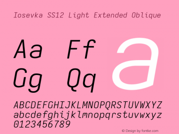 Iosevka SS12 Light Extended Oblique Version 5.0.8 Font Sample