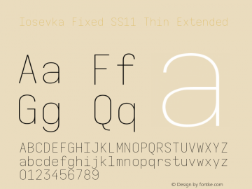 Iosevka Fixed SS11 Thin Extended Version 5.0.8图片样张