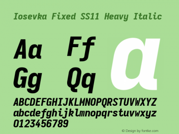 Iosevka Fixed SS11 Heavy Italic Version 5.0.8 Font Sample