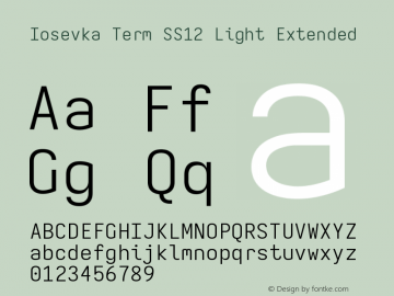 Iosevka Term SS12 Light Extended Version 5.0.8 Font Sample
