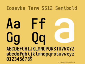 Iosevka Term SS12 Semibold Version 5.0.8 Font Sample