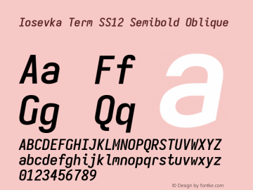 Iosevka Term SS12 Semibold Oblique Version 5.0.8 Font Sample