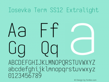 Iosevka Term SS12 Extralight Version 5.0.8 Font Sample