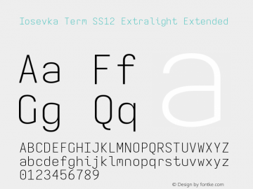 Iosevka Term SS12 Extralight Extended Version 5.0.8 Font Sample