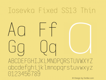 Iosevka Fixed SS13 Thin Version 5.0.8 Font Sample