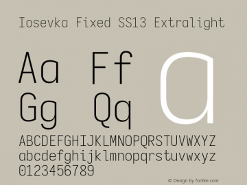 Iosevka Fixed SS13 Extralight Version 5.0.8 Font Sample