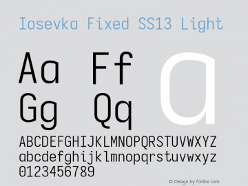 Iosevka Fixed SS13 Light Version 5.0.8 Font Sample