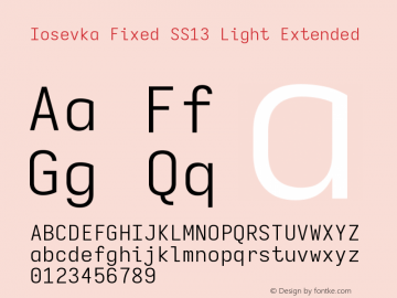 Iosevka Fixed SS13 Light Extended Version 5.0.8 Font Sample