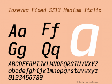 Iosevka Fixed SS13 Medium Italic Version 5.0.8 Font Sample