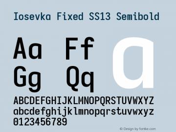 Iosevka Fixed SS13 Semibold Version 5.0.8 Font Sample