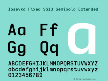 Iosevka Fixed SS13 Semibold Extended Version 5.0.8 Font Sample