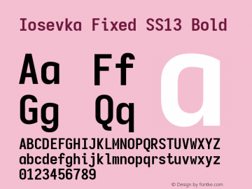 Iosevka Fixed SS13 Bold Version 5.0.8 Font Sample