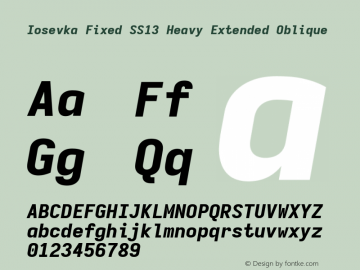 Iosevka Fixed SS13 Heavy Extended Oblique Version 5.0.8 Font Sample