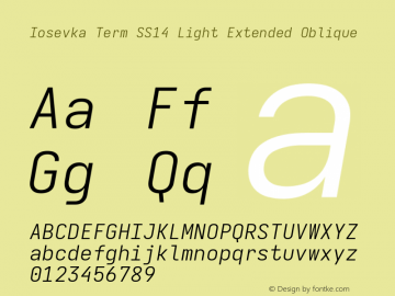 Iosevka Term SS14 Light Extended Oblique Version 5.0.8图片样张