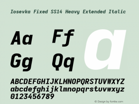 Iosevka Fixed SS14 Heavy Extended Italic Version 5.0.8 Font Sample