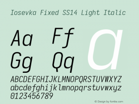 Iosevka Fixed SS14 Light Italic Version 5.0.8 Font Sample