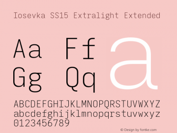 Iosevka SS15 Extralight Extended Version 5.0.8 Font Sample