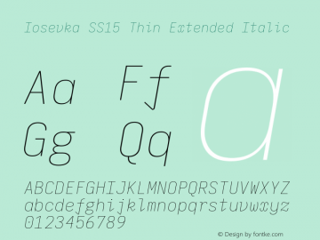 Iosevka SS15 Thin Extended Italic Version 5.0.8 Font Sample