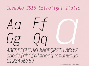 Iosevka SS15 Extralight Italic Version 5.0.8 Font Sample
