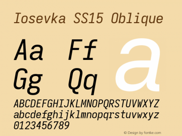 Iosevka SS15 Oblique Version 5.0.8 Font Sample