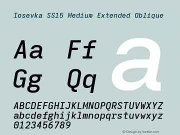 Iosevka SS15 Medium Extended Oblique Version 5.0.8 Font Sample