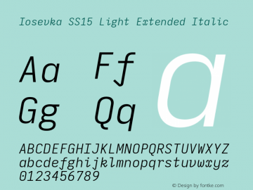 Iosevka SS15 Light Extended Italic Version 5.0.8 Font Sample